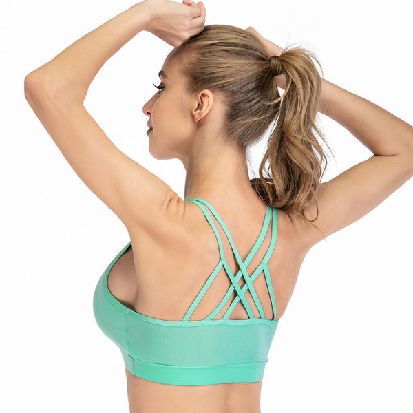

new style yoga gym crop backless bra women sports workout tank push up bras fitness padded sports wear for women gym, White;black