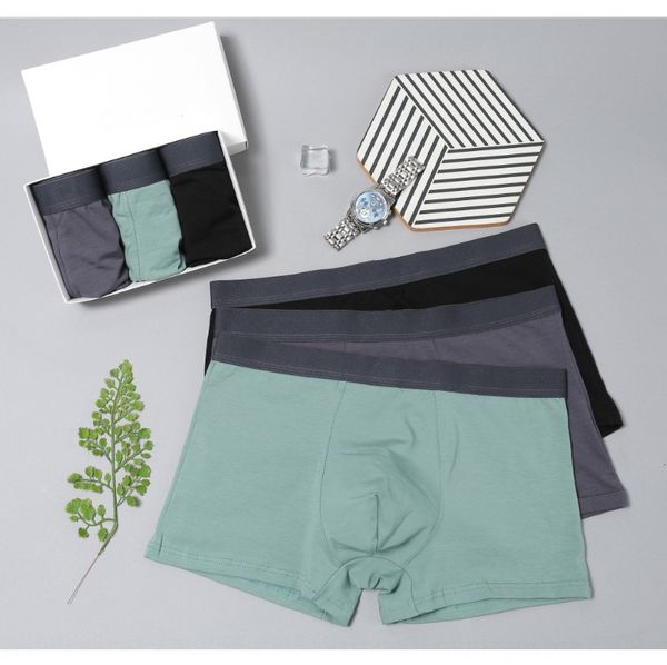 

японский непечатный мужской боксер нано нижнее белье чистый хлопок бесследно дышащий широкая талия бутик стерео нижнее белье три упаковки, Black;white