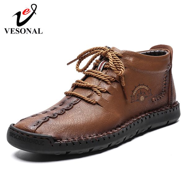 

vesonal quality pu leather high shoes for casual men shoes winter warm short plush moccasins footwear driving flats, Black