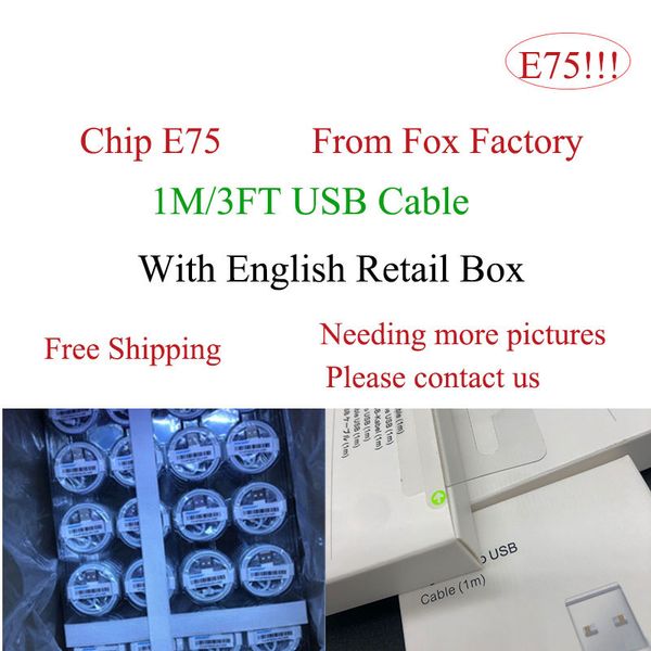 

100pcs genuine original 1m3ft 2m6ft e75 5ic chip od 3.0mm data usb charger cable for foxconn with packaging