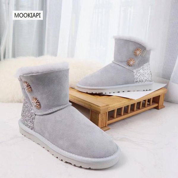 

2019 australia's most fashionable women's shoes, real sheepskin, natural wool, women's snow boots with the highest quality bu, Black