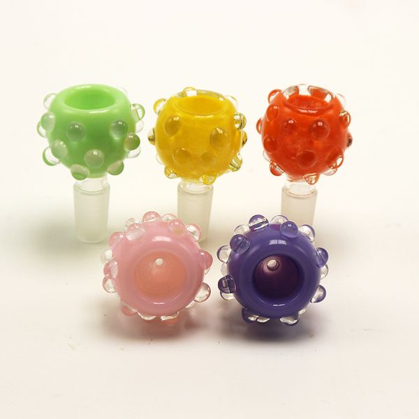 

14мм 18мм Мужской Красочные стекла Чаши с Clear Dots Курение Бонг Миски Кусок для Tobacco стекла Водопроводные трубы затяжками Dab станкам