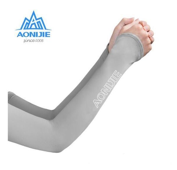 

aonijie 1 pair arm sleeves breathable arm cooler sun uv protection elastic sports accessories for outdoor cycling running, Black