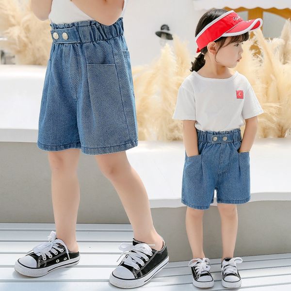 

girls 2020 loose children's fashionable girls' girls 2020 and shorts and jeans loose children's fashionable girls' jeans, Blue