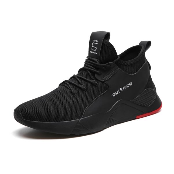

men's steel toe work safety shoes casual breathable outdoor sneakers puncture proof boots comfortable industrial shoes for men, Black