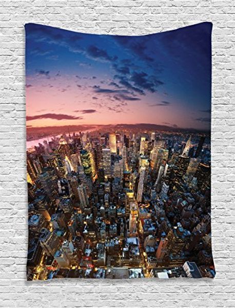 

nyc tapestry manhattan at last sunlights of the day metropolitan downtown roofs state structure living room dorm wall hanging