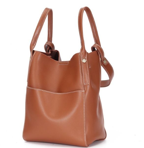 

designer crossbody bags 2019 new women handbags double handles soft smooth leather bucket inner with zipper pockets