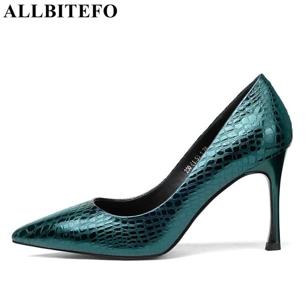 

allbitefo natural genuine leather women high heel shoes pointed toe fashion comfortable women heels shoes, Black;white