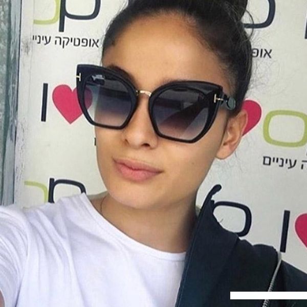 

new fashion brand designer cat eye sunglasses for women sun glasses big size cateye vintage oversize female gradient points, White;black