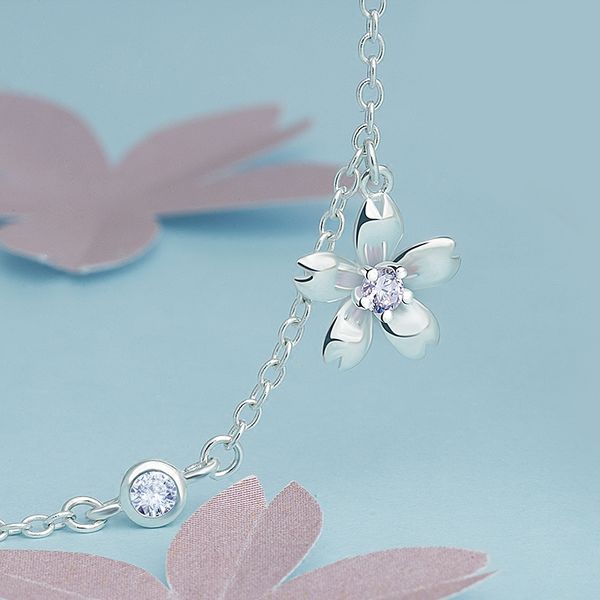 

silver pirate ship korean-style mini little cherry blossom anklet womens simple anklet-style fresh personality korean-style mori-style, Red;blue