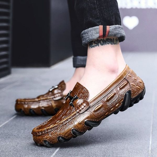 

men male dress flats man formal slip on men's comfortable loafers shoes driving business zapatos de hombres personlizar c01815, Black