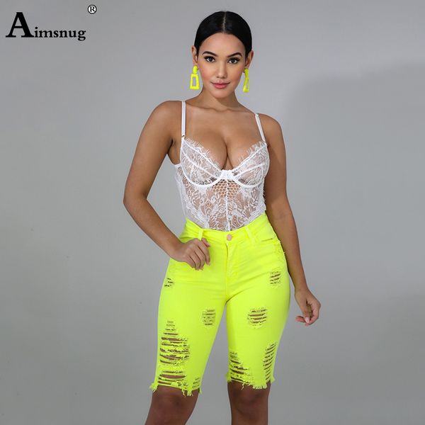 

2019 jeans shorts summer women high waist booty denim shorts ripped holes skinny stretch jeans femme black, White;black