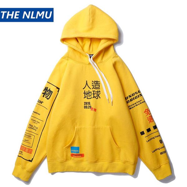 

hip hop chinese printing hoodies men women streetwear sweatshirt yellow 2020 fashion autumn harajuku loose hoodie couple hz209, Black