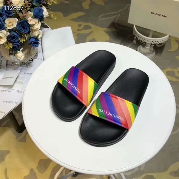 

og paris designer sliders men summer sandals beach slippers women platform flip flops loafers black white blue rainbow chaussures shoes c04