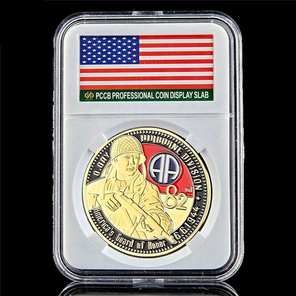 

1944.6.6 D-Day US 82nd Airborne Division Military Challenge Commemorative Coin US Army Collectible Gifts W/Pccb Box