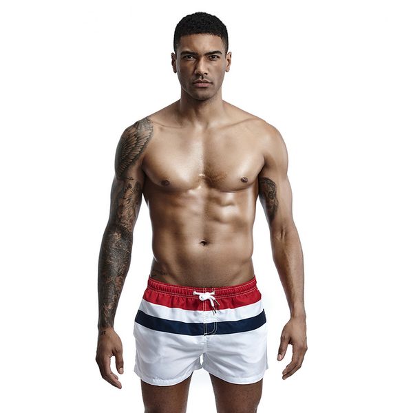 

fashion color matching mens shorts beach style 3 cent elastic waist breathable summer european wind shorts, White;black