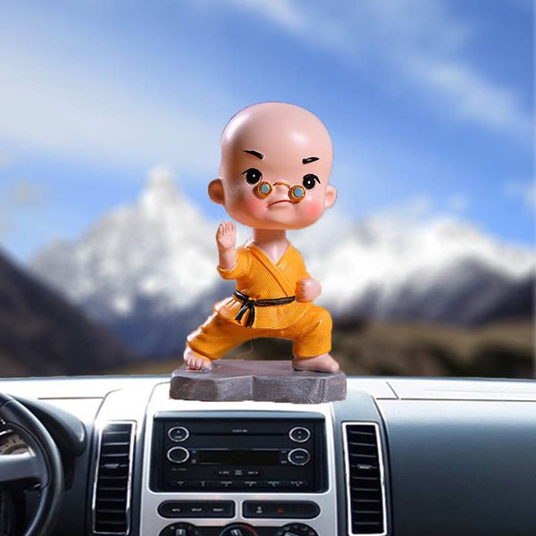 

car doll ornaments resin material creative 4 kinds of colors young monk glasses kid shaking his head gift decoration accessories