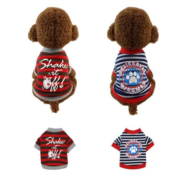 

бесплатная доставка весна лето 100% хлопок собак pet случайных полос шаблона собака майка