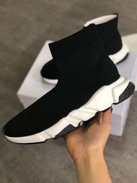 

designer shoes speed sock sneakers stretch mesh high boots for mens womens black white red glitter runner flat trainers us5-12 t01
