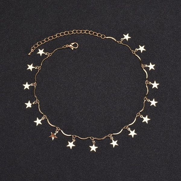 

color saving power - south korea exquisite simple pentagonal star clavicle chain short wave collar necklace, Silver