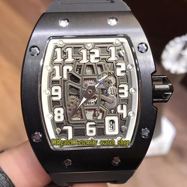 

r rm 67-01ti skeleton date dial japan miyota automatic rm67-01 mens watch pvd black case rubber strap luxury designer watches, Slivery;brown