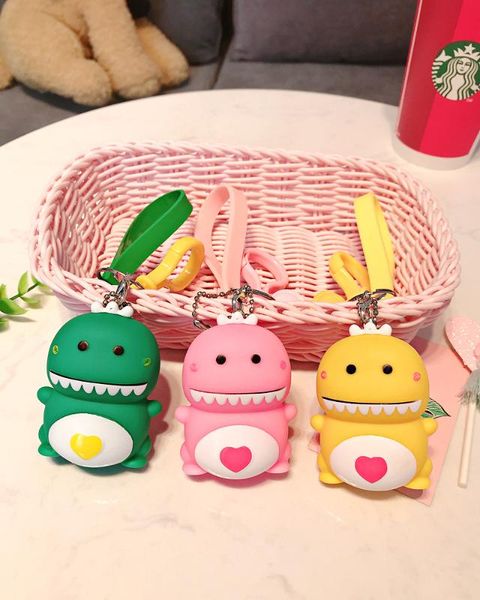 

little dinosaur chain for pants funny keychain pvc man key chain women key holder cute keyring cartoon wedding green porte clef, Silver