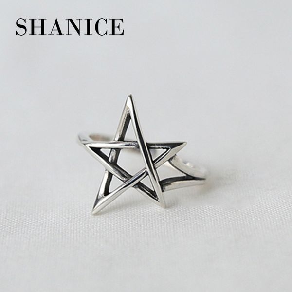 

shanice женщины серебряные ювелирные изделия 925 серебрянные открытые кольца симпатичные hollow star регулируемые finger кольца корея стиль
