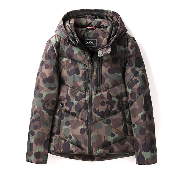 

new winter thick down jacket men warm waterproof windproof hood coat camouflage 90% white duck down jackets coldproof parka, Black