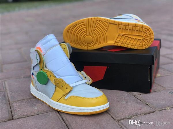 

2019 hot off authentic 1 high og sample in yellow chicago unc powderblue white 1s мужская женская баскетбольная обувь спортивные кроссовки с