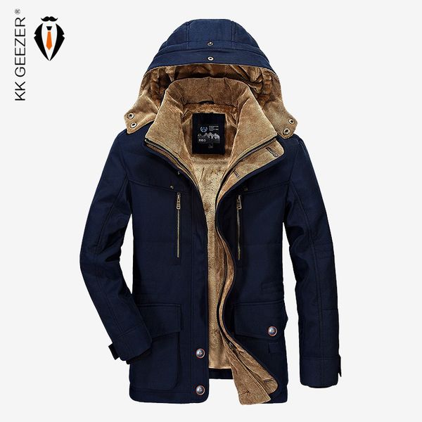 

men jacket winter brand warm thicken coats famous cotton-padded fashion parkas elegant business multi pocket 4xl, Black