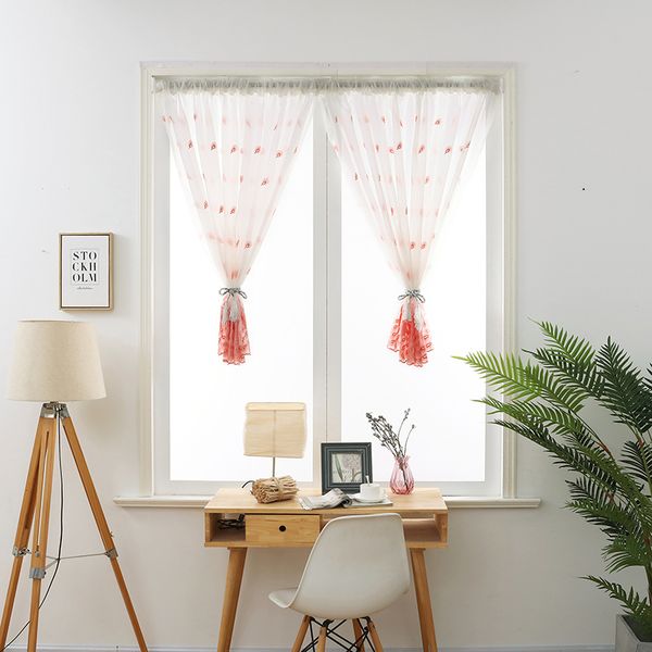 

short curtain valance pelmet voile curtains embroidered peacock feather sheer tulle for home living room balcony window screen