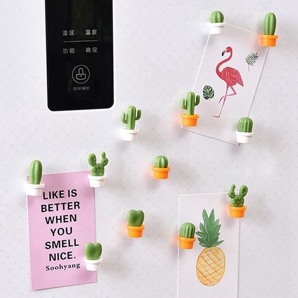

6pcs fridge magnets cute succulent plant magnet button cactus refrigerator message sticker