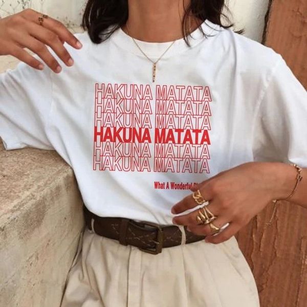 

women hakuna funny t shirt 2020 ulzzang femme vintage harajuku tshirt 90s graphic t-shirt,drop ship, White
