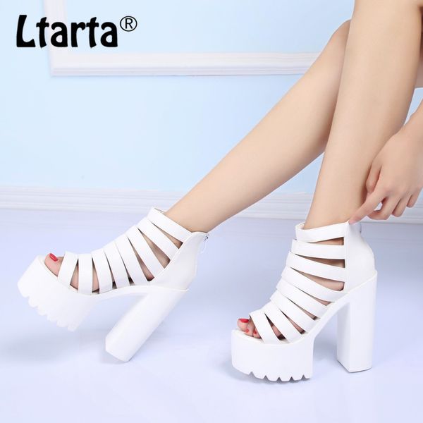

ltarta 2020 лето новые моды высокие каблуки корейский нашивки 14cm каблук женская обувь сандалии ночной zyw-651-16, Black