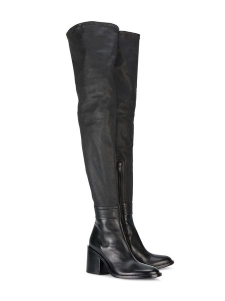 

women shoes slim tight boots winter over knee leather boot elastic zipper sock low heel thick heels long boots, Black