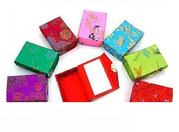 

elegant mirror craft jewelry storage box protable party favor gift boxes silk brocade double lipstick tube packaging case 12pcs, Black;white