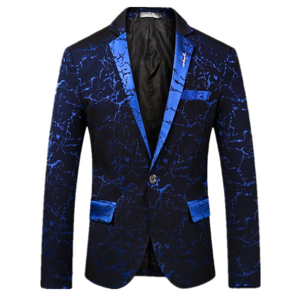 

2018 fashion new men's casual business flower suit / men's personality nightclub party blazer jacket coat, White;black