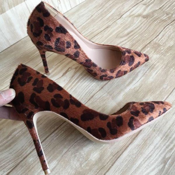 

keshangjia new leopard printing large size 34-47 pointed toe shoes lady pumps women shoes high heels party woman, Black