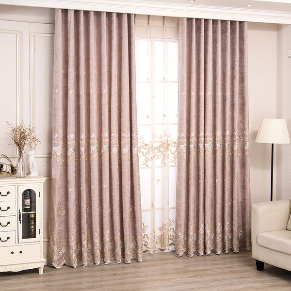 

little fresh pink relief embroidery curtains for living dining room bedroom