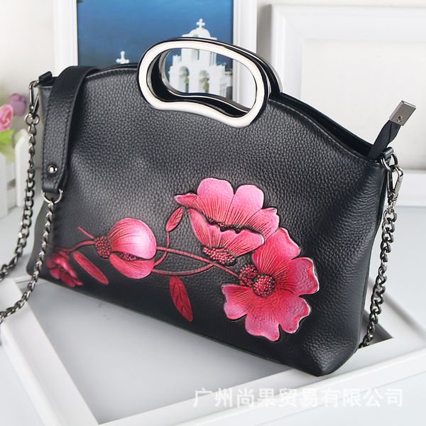 

новый стиль женские кожаные сумки китайский стиль женская сумка павлин тиснением ручной росписью сумка