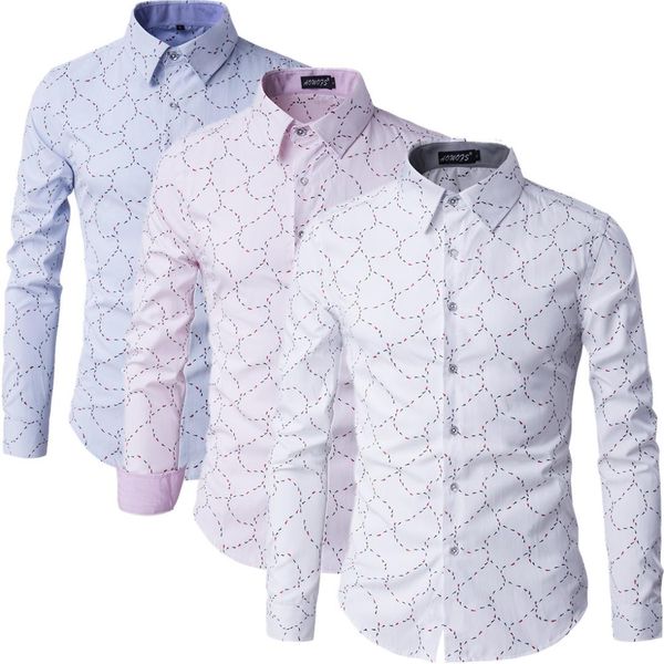 

casual print mens dress shirts cotton casual shirt turn-down collar shirts for men, White;black