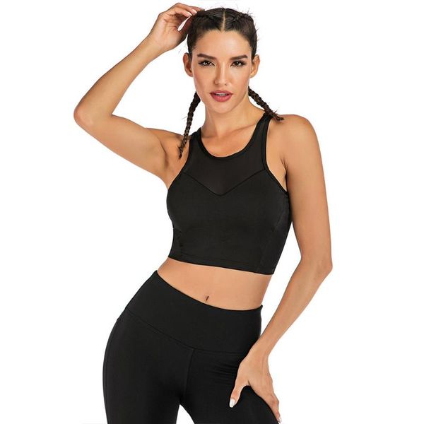 

высокая шея push up gym workout bras женщины ударопрочный мягкий нейлоновый танец йога спортивные бюстгальтеры top спортивный tank top, White;black