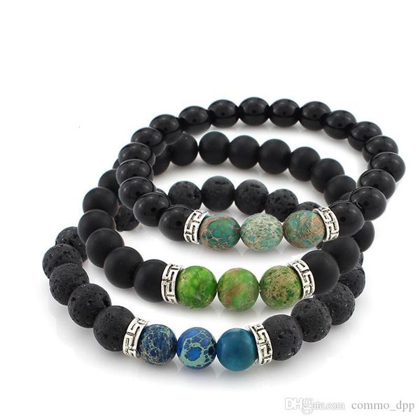 

2016 new arrival lava rock stone beads bracelets fitness fashion bracelets bangle for men&women halloween gift wholesale, Black