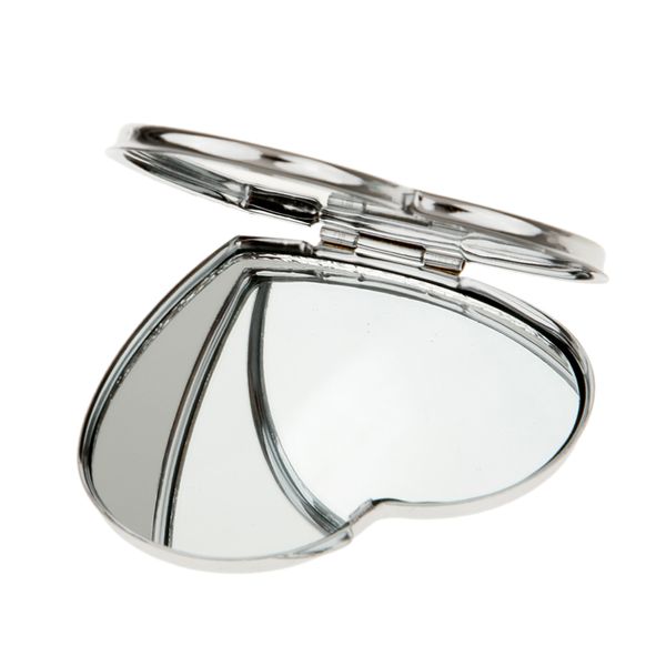 

metal heart shape travel folding pocket cosmetic mirror handbag double-side compact makeup mirror makeup tools