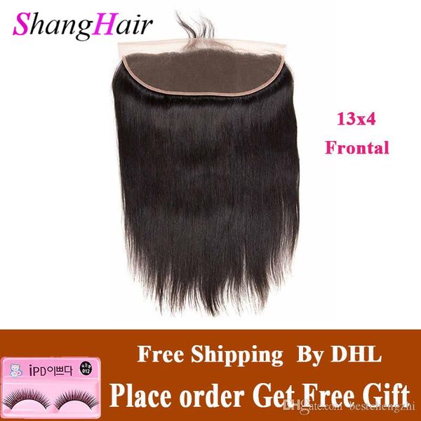 

полный шнурок фронтальная straight remy human hair top closure 13x4 уха до уха девственницы малайзийский прямой lace фронтальная закрытие шт, Black