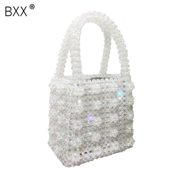 

bxx] 2019 summer women's new arrival solid color beaded woven bag transparent imitate pearl bag handbag lm800