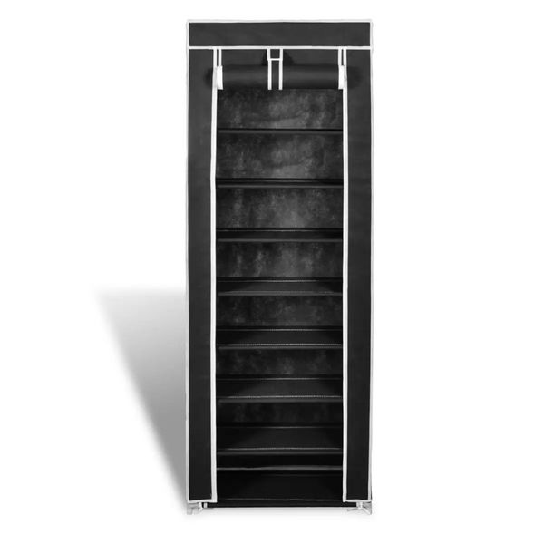 

shoe rack for shoes in fabric foldable 162 x 57 x 29 cm black garden sets