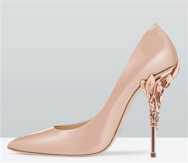 

Women Solid Eden Heel Pump Super Fashion Women Wedding Shoes 2019 New Ornate Filigree Leaf Pointed toe Haute Couture Shoes
