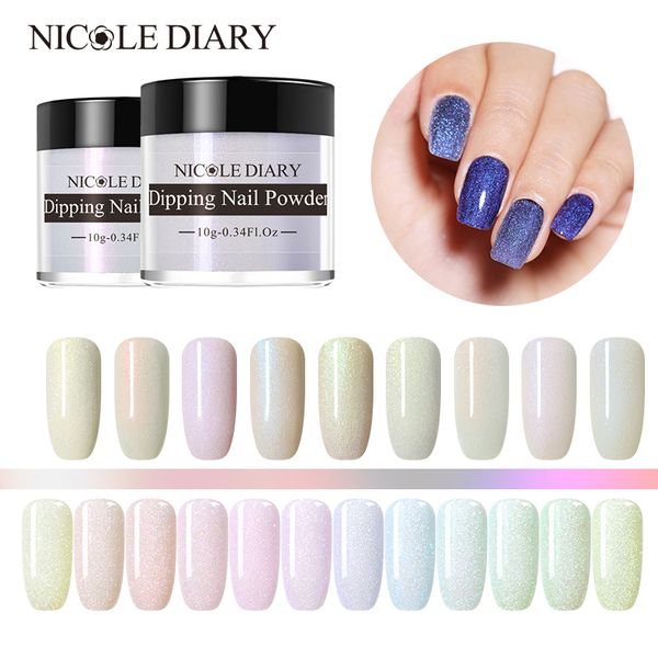 

nicole diary 10g dipping nail powder shell powder pigment gradient glimmer sweet nail dust natural dry glitter decoration, Silver;gold