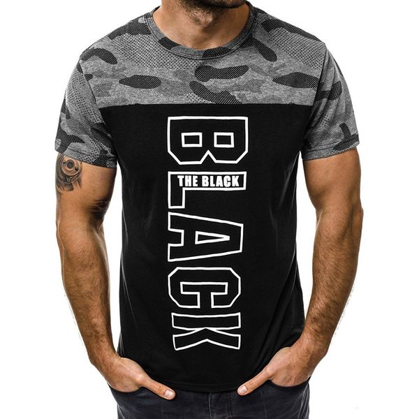 

2019 new camouflage patched hiphop streetwear men t shirt letter print short sleeve slim fit tshirt male, White;black